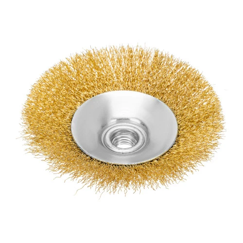 Щетка для УШМ, 125 мм, М14, "тарелка", латунированная витая проволока Matrix
