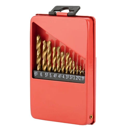 Набор нитридтитан. сверл по металлу, 1.5-6.5 мм (через 0.5 мм+3.2мм 4.8 мм) НSS 13 шт Matrix