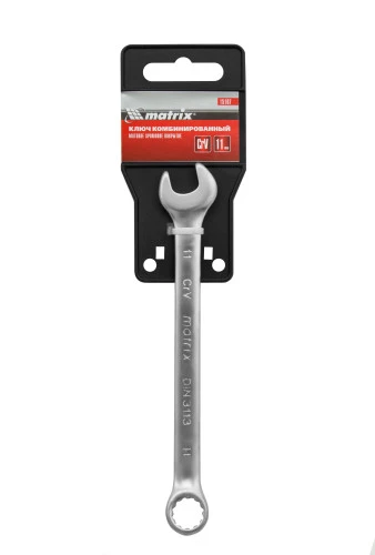 Ключ комбинированный, 11 мм, CrV, матовый хром Matrix