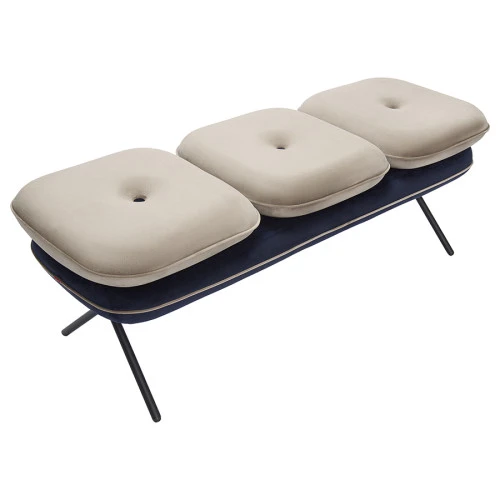 Банкетка pea, велюр, бежевая/темно-синяя