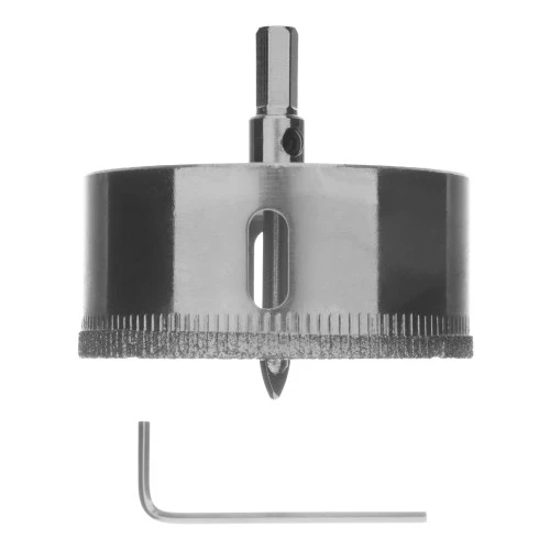 Сверло по керамической плитке и стеклу, 65 х 55 мм, шестигранный хвостовик, с центрующим сверлом Сибртех