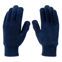 Перчатки трикотажные, акрил, двойные, синий, двойная манжета Сибртех