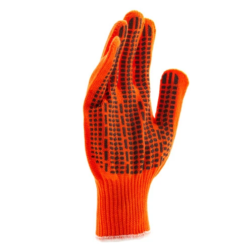 Перчатки трикотажные, акрил, ПВХ гель, "Протектор", оранжевый, оверлок Сибртех