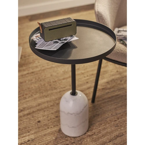 Столик кофейный lars, D40 см, черный/белый