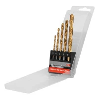 Набор нитридтитановых сверл по металлу, 3-4-5-6-8 мм, HSS, 5 шт, пластиковая коробка, цилиндрический хвостовик Matrix