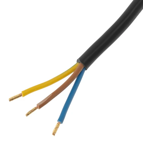 Шнур сетевой Energy Series, ПВС, 3 м, 3 x 1 мм, с неразборной вилкой, черный, Denzel