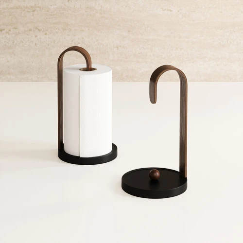 Держатель для бумажных полотенец bellwood, черный/орех