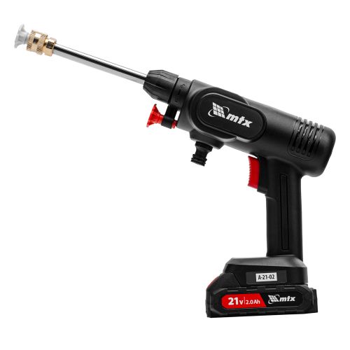 Моечная машина высокого давления аккумуляторная А-21-02, 40 бар, 4 л/мин, Li-ion 21 В, 2 акк.// MTX