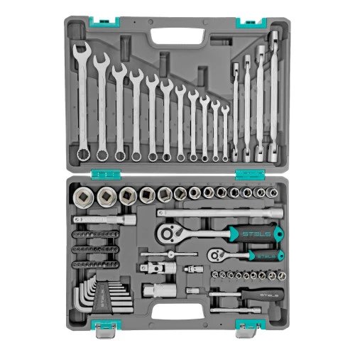 Набор инструментов, 1/2", 1/4", CrV, пластиковый кейс 88 предметов Stels