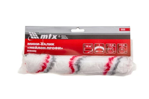 Мини-валик сменный, "Нейлон Профи", 150 мм, ворс 12 мм, D 16 мм, D ручки 6 мм, полиамид MTX