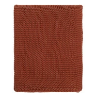 Плед из хлопка жемчужной вязки терракотового цвета из коллекции essential, 130х180 см
