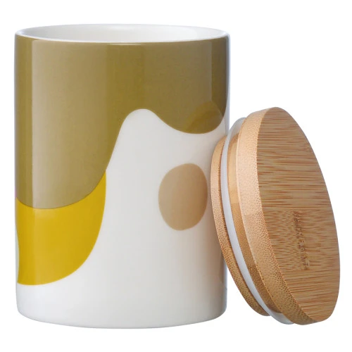 Банка для хранения горчичного цвета с авторским принтом из коллекции freak fruit , 275мл