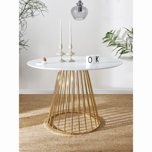 Стол обеденный tyra, D110 см, белый/золотой