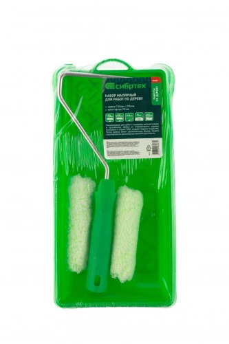 Малярный набор для работ по дереву: кювета 150 мм х 290 мм и мини-валик 110 мм Сибртех