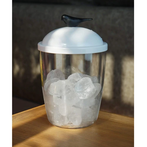 Емкость для льда sparrow, белая с черным декором