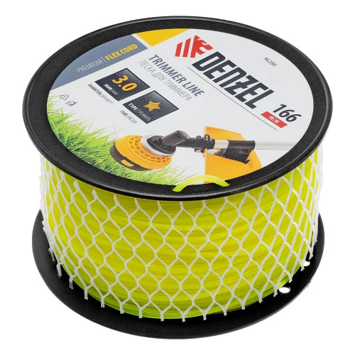 Леска для триммера звезда, 3,0мм х 166м, на DIN катушке FLEX CORD Denzel