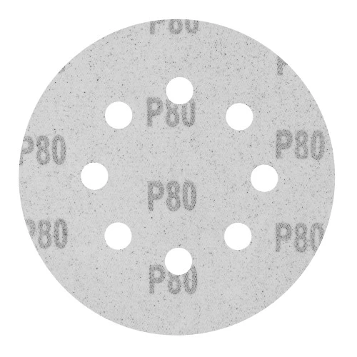 Круг абразивный на ворсовой подложке под "липучку", перфорированный, P 80, 125 мм, 5 шт Сибртех