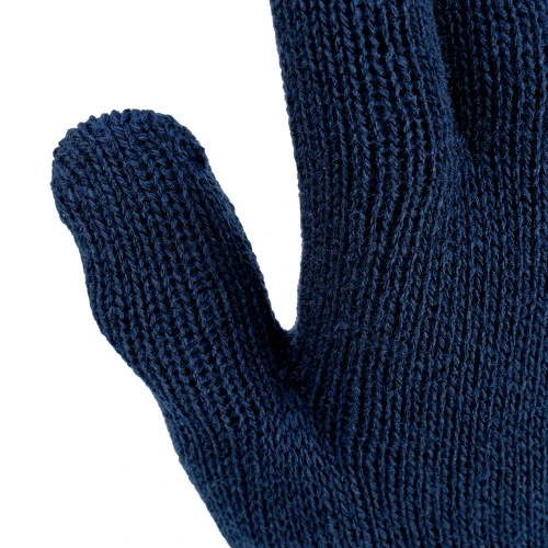 Перчатки трикотажные, акрил, двойные, синий, двойная манжета Сибртех
