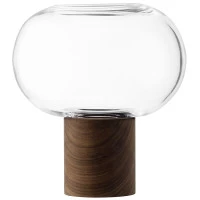 Ваза oblate, 21,5 см, прозрачная/орех
