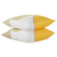 Набор из двух наволочек из сатина  горчичного цвета с авторским принтом из коллекции freak fruit, 70х70 см