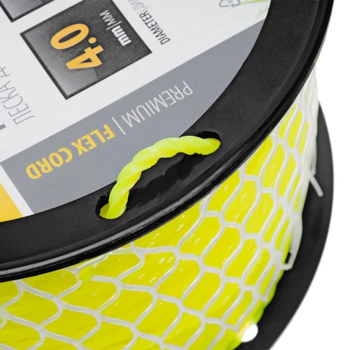 Леска для триммера витой квадрат, 4,0мм х 106м, на DIN катушке FLEX CORD Denzel