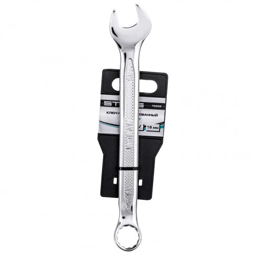 Ключ комбинированный, 15 мм, CrV, антислип Stels