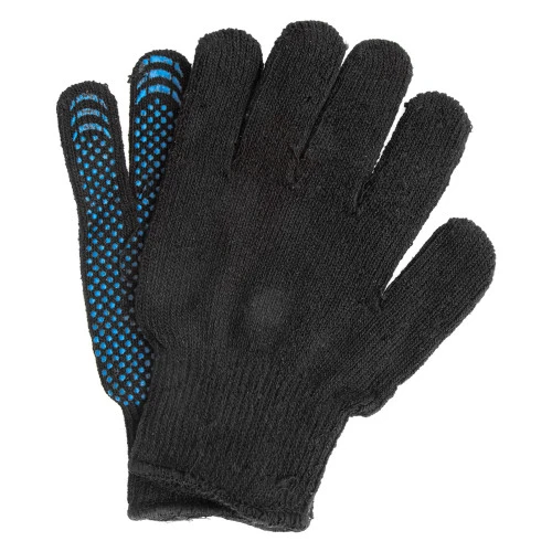 Перчатки хлопкоэфирные плюшевые, ПВХ "Точка", 7 кл, 55 гр Сибртех