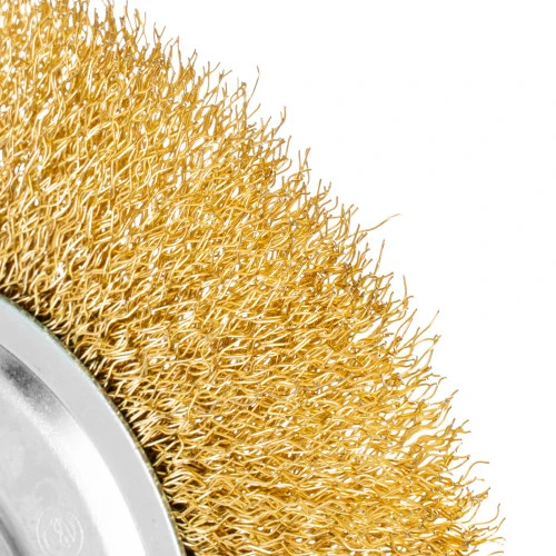 Щетка для УШМ, 150 мм, М14, плоская, латунированная витая проволока Matrix