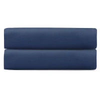 Простыня на резинке из премиального сатина темно-синего цвета из коллекции essential, 180х200х30 см