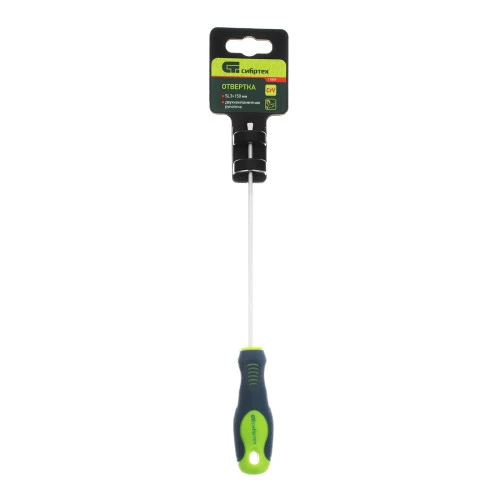 Отвертка, SL3 х 150 мм, CrV, двухкомпонентная рукоятка Сибртех