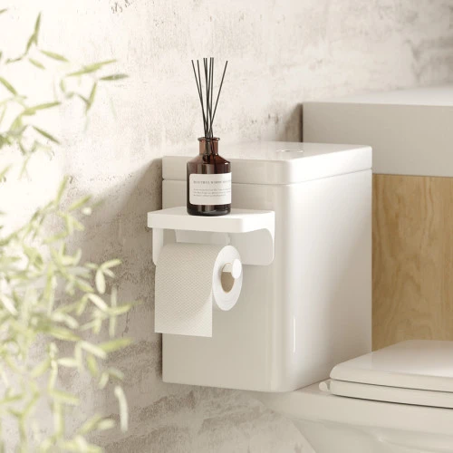 Держатель для туалетной бумаги с полкой flex adhesive, белый