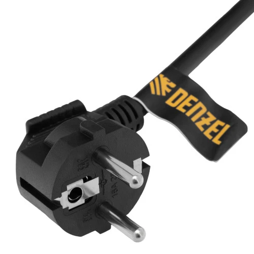 Шнур сетевой Energy Series, ПВС, 1,5 м, 3 x 1 мм, с неразборной вилкой, черный, Denzel