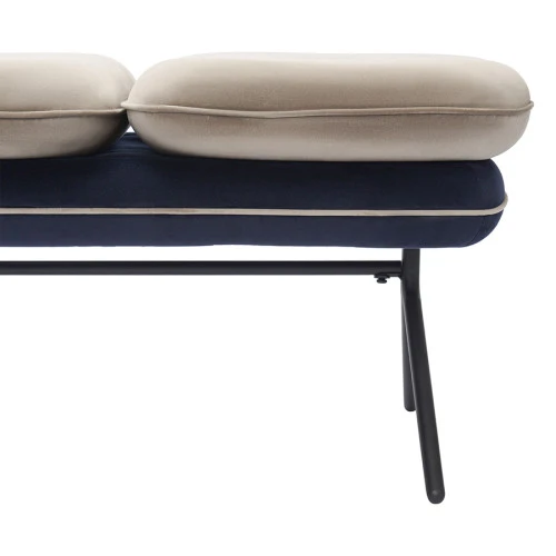 Банкетка pea, велюр, бежевая/темно-синяя