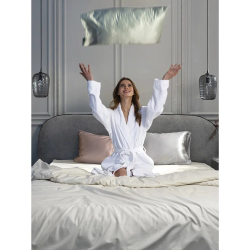 Халат махровый из чесаного хлопка белого цвета из коллекции essential, размер xl