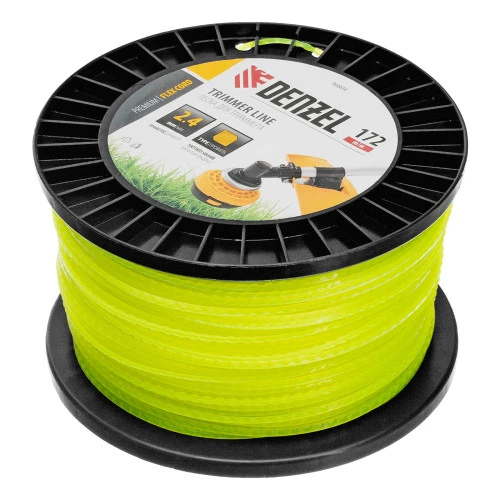 Леска для триммера зубчатый квадрат, 2,4мм х 172м, на DIN катушке FLEX CORD Denzel