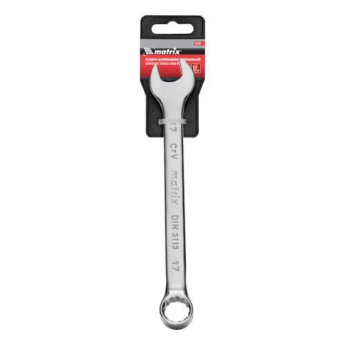 Ключ комбинированный, 17 мм, CrV, полированный хром Matrix