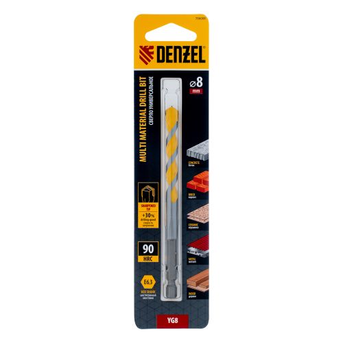 Сверло универсальное, Multi cut, 8 мм Denzel
