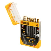 Набор сверл по металлу, 1-10 мм, HSS-Tin, Golden Tip, 10 шт Denzel