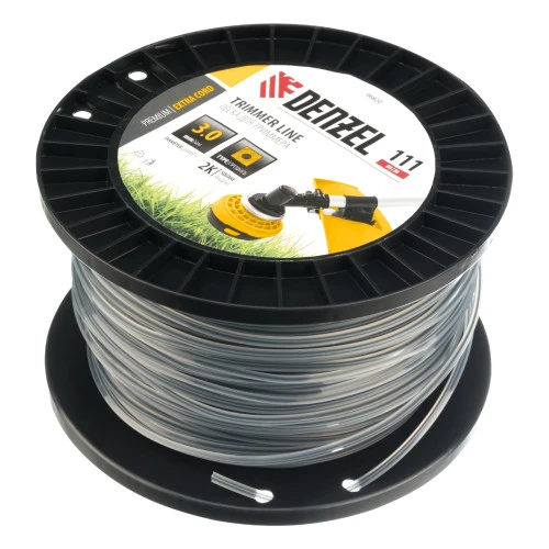 Леска для триммера двухкомпонентная квадрат, 3,0мм х 111м, на DIN катушке EXTRA CORD Denzel