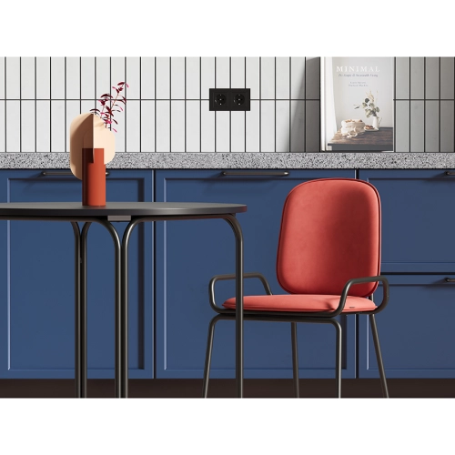 Стул ror, double frame, велюр, черный/темно-красный