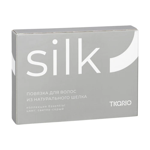 Повязка для волос из натурального шелка светло-серого цвета из коллекции essential