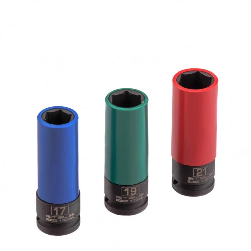 Набор головок ударных 6-гранных удлиненных для колесных дисков (17,19,21 мм) 1/2" 3 шт Stels