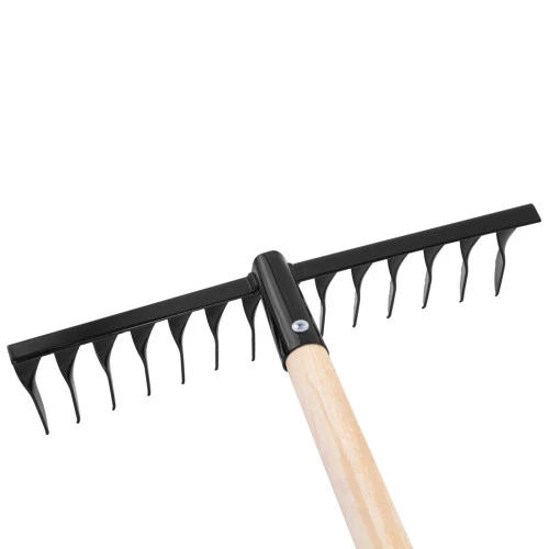 Грабли стальные, 350х1300 мм, 14 витых зубьев, деревянный черенок, Сибртех