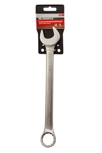 Ключ комбинированный, 24 мм, CrV, матовый хром Matrix