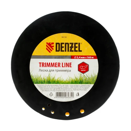 Леска для триммера круглая   2.4 мм, 160 м, на Din катушке Denzel