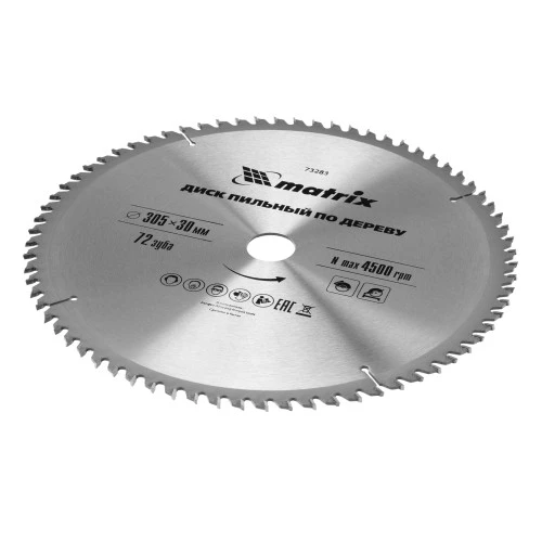 Пильный диск по дереву, 305 х 30 мм, 72 зуба Matrix Professional