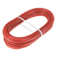 Трос металлополимерный красный ПР-3.0, толщина 3.0 мм, моток 20 метров Сибртех