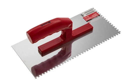 Гладилка из нержавеющей стали, 280 х 130 мм, зеркальная полировка, пластмассовая ручка, зуб 4 х 4 мм Matrix