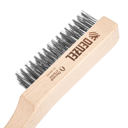 Щетка зачистная 5-и рядная, прямая проволока из нержавеющей стали с деревянной ручкой, EFP// Denzel