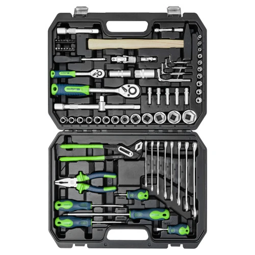 Набор инструментов, 1/2", 1/4", пластиковый кейс 76 предметов Сибртех